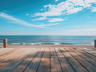 Wall Mural - Coastal view from wooden dock