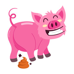 Sticker - A flat style sticker of pig waste 

