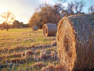 Sticker - Hay Bales in Field at Sunset