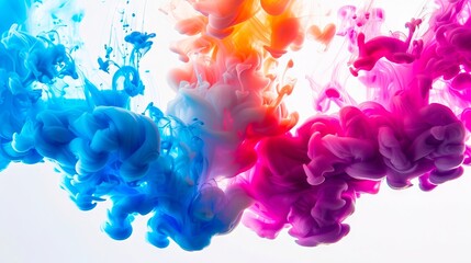 Wall Mural - A colorful ink splash on white background.