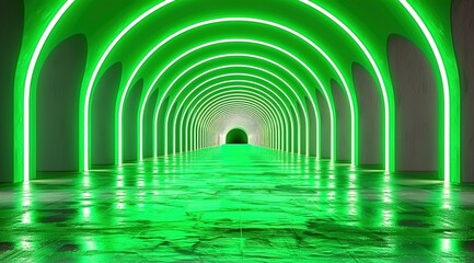 Poster - green tunnel with light