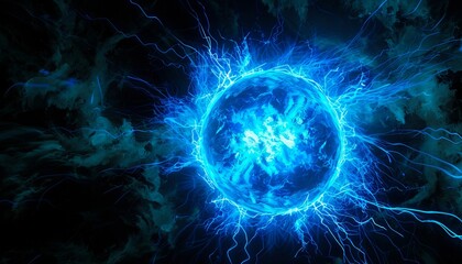 A blue ball with lightning in the middle.