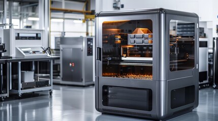 Poster - A state-of-the-art 3D printer creating intricate metal parts for aerospace applications with precision and speed.