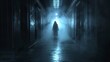 © Phatharaporn - Ghostly Figure in a Foggy Hallway.
