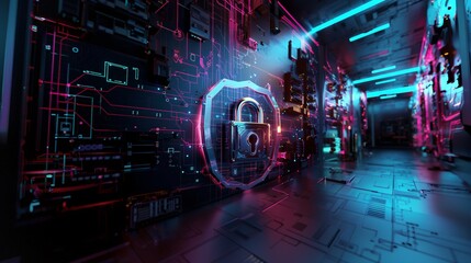 binary code tunnel, AI Generated.
