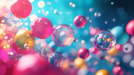 D abstract background adorned with cute bright bubbles  AI generated illustration