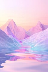 Wall Mural - D dreamy landscape with pastel rainbow mountains  AI generated illustration