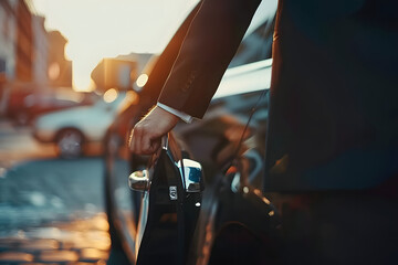 Sticker - Travel in top class style Cropped shot of a businessman opening a car door