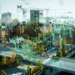 © Muhammad - A digital twin simulation of a city running on a large screen for urban development analysis with interactive data layers and real-time updates