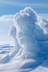 A beautifully detailed ice structure on a backdrop of clean snow  AI generated illustration