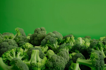 Canvas Print - Green Broccoli on Green Background.