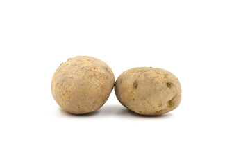 Wall Mural - Young potato isolated on white background. Harvest new. Flat lay