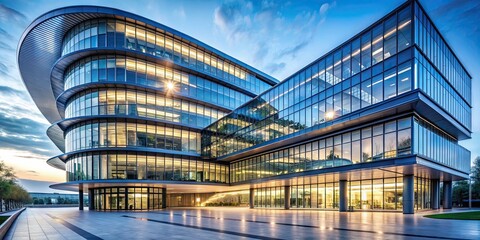 Canvas Print - Futuristic building with sleek glass facades, futuristic, building, architecture, modern, design, glass, facade