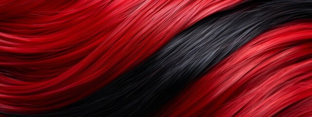 Wall Mural -  A tight shot of red and black hair with highlighted ends in red and black stripes