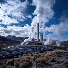 A geothermal power plant harnessing eartha??s heat to generate clean electricity in a volcanic region