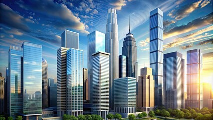 Poster - A modern skyscraper in a city skyline, architecture, construction, urban, high-rise, building, cityscape, design