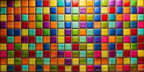 Sticker - A wall of neon-colored tiles creating a vibrant and eye-catching background, neon, colorful, tiles, wall, bright