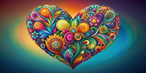 Wall Mural - Abstract heart made of vibrant colors with unique artistic patterns, abstract, artistic, heart, vibrant, colors, unique, pattern