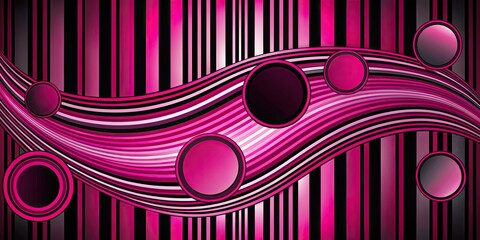 Sticker - Abstract pink and black stripes and circles distortion background, stripes, circles, abstract, pink, black, distortion