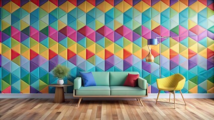 Canvas Print - A vibrant and modern geometric wallpaper design for interior decor , geometric, wallpaper, abstract, colorful, design