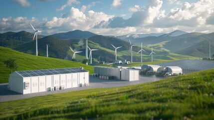 Wall Mural - A large-scale battery storage system for renewable energy grid support