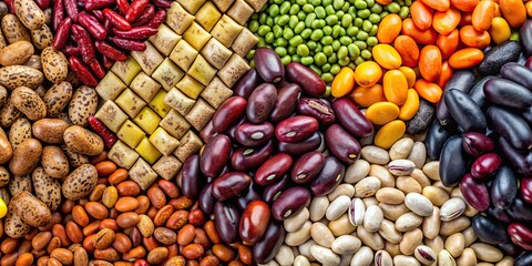 Poster - Close-up of a variety of colorful beans, including kidney beans, black beans, and chickpeas, legumes, food, healthy