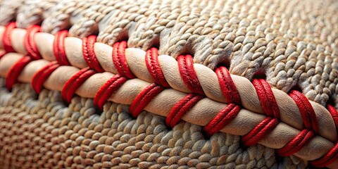 Wall Mural - Extreme closeup of baseball stitches and texture, baseball, closeup, macro, detail, texture, red, white, sports, game