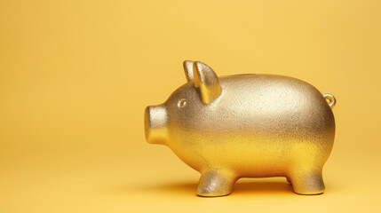 Save money and build wealth with a gold piggy bank and coins. Financial concept for smart investing.