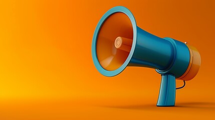 Blue and orange megaphone on orange background with copy space for your message in business and marketing concept image