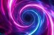 © Super Stocks - Neon glowing circle lines making a tunnel with vanishing point. Color lights abstract motion. Speed effect. Colorful wave spiral curve. Black background. Chaos wavy texture. Parallel pattern.
