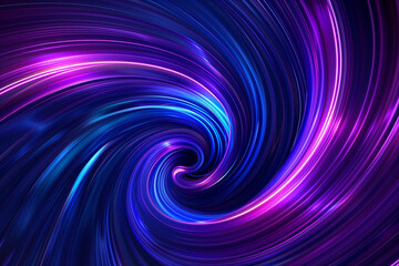 Wall Mural - Neon glowing circle lines making a tunnel with vanishing point. Color lights abstract motion. Speed effect. Colorful wave spiral curve. Black background. Chaos wavy texture. Parallel pattern.