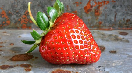 Poster - strawberry on a wooden background