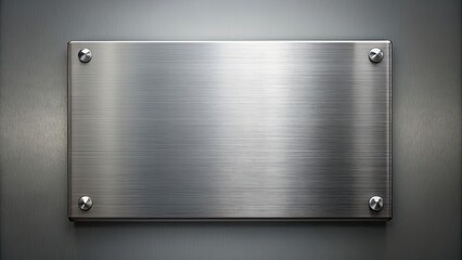 metal plate on gray background. rendering mock up, metal, plate, gray, background,rendering, mock up