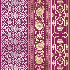 Canvas Print - wedding card design, traditional paisley floral pattern , royal India	