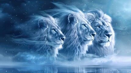 The three lions are majestic in their