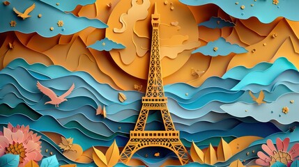 Wall Mural - paper cutting of the eiffel tower