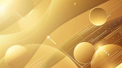 Wall Mural - Golden abstract background with circles and lines.