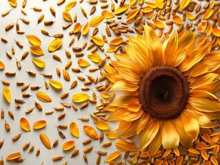 Poster - Sunflower Seeds Bloom with Abstract Floral Design