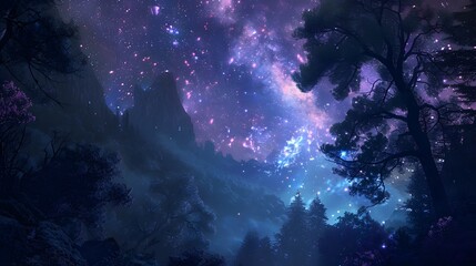 Starry night sky with a touch of whimsy, great for dreamy and imaginative projects. 