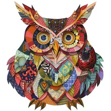 フクロウカラフルなパッチワークのアート 無料画像 - Public Domain