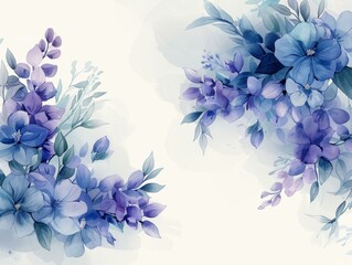 Floral Wallpaper with Blue Flowers