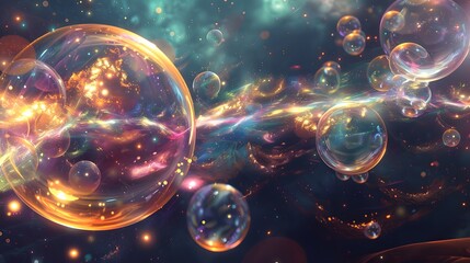 Canvas Print - Quantum Realms where bubbles of energy and light