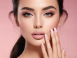 © itakdalee - girl model woman showing manicure on nails. cosmetics, beauty and makeup