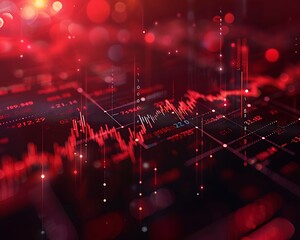 Aufkleber - Red Data Visualization of Stock Market