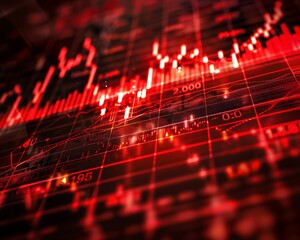 Poster - Red Stock Market Chart Data
