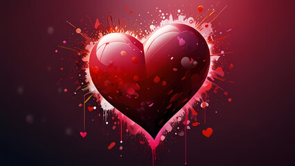 Wall Mural - Abstract illustration background that captures the energy of a Valentine Explosion, using vibrant shades of red and pink, with dynamic heart shapes and bursts of love themed elements