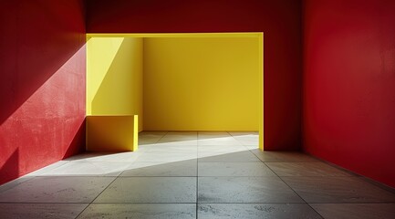 Canvas Print - empty room with red wall