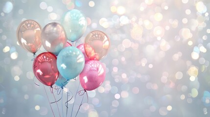 Poster - Pastel Balloons with Bokeh Background.