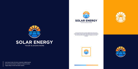 Wall Mural - sun and solar panel logo, alternative energy, logo design template.