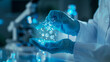 © Nikalaus - doctor hands with gloves holding hologram molecule